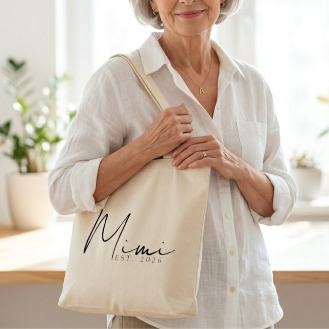Chic Mimi EST Year Everyday Minimal Script Tote Bag (Creator Uploaded)