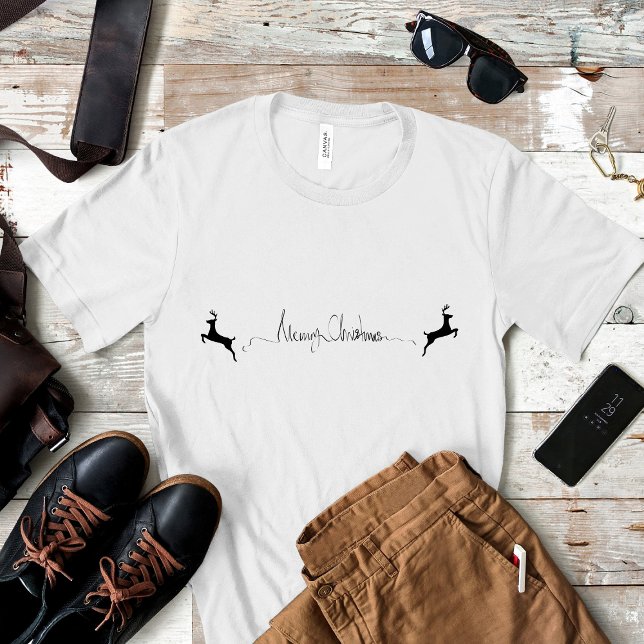 Chic Minimal Black and White Merry Christmas T-Shirt (Creator Uploaded)