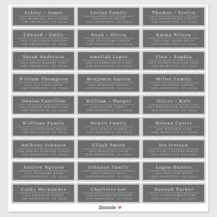 Chic Minimal Black Wedding Guest Address Labels