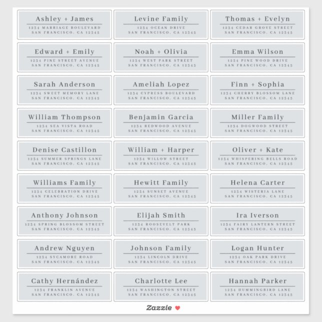 Chic Minimal Blue Wedding Guest Address Labels (Sheet)