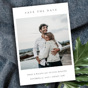 CHIC MINIMAL CLEAN CUSTOM PHOTO SAVE THE DATE CARD