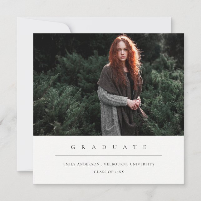CHIC MINIMAL CLEAN PHOTO GRADUATION ANNOUNCEMENT (Front)