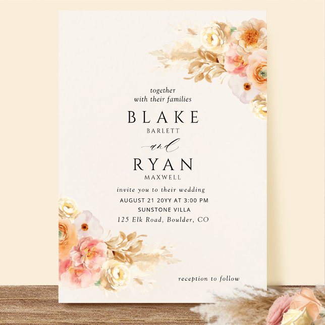 Chic, Minimal Cream,Champagne Peach, Blush Wedding Invitation (Creator Uploaded)