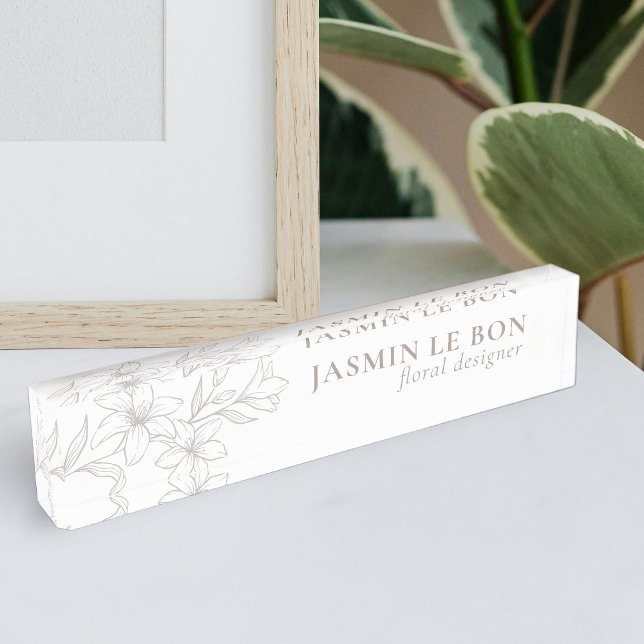 Chic Minimal Floral Desk Nameplate (Creator Uploaded)