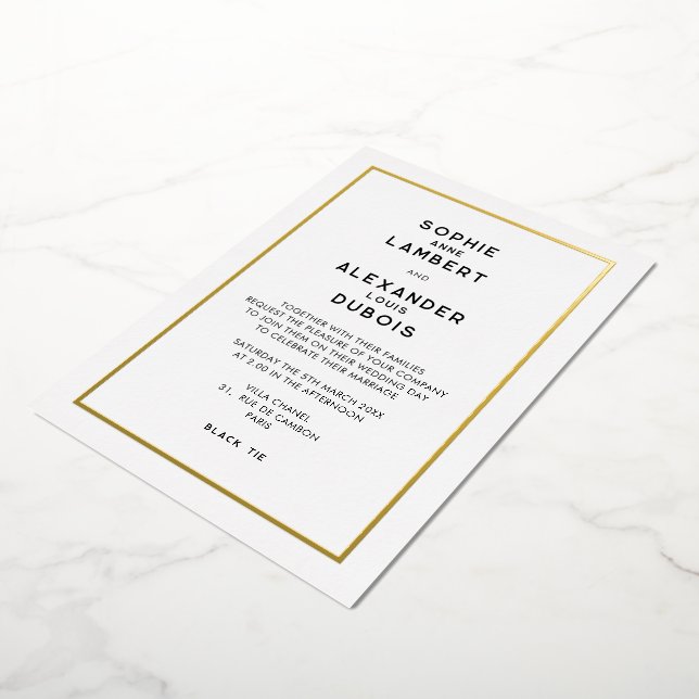 Chic Minimal French Gold Border Wedding (Rotated)