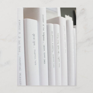 chic minimal hardcovers with white spines literary postcard