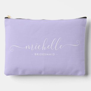 Chic Minimal Iris Purple Personalised Bridesmaid Accessory Pouch