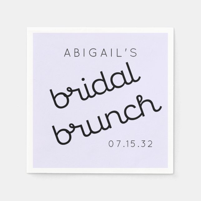 Chic Minimal Lavender Mod Script Brunch Paper Plat Napkin (Front)