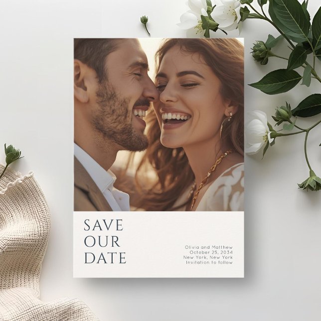 Chic Minimal Modern Photo Monogram Wedding  Save The Date (Creator Uploaded)