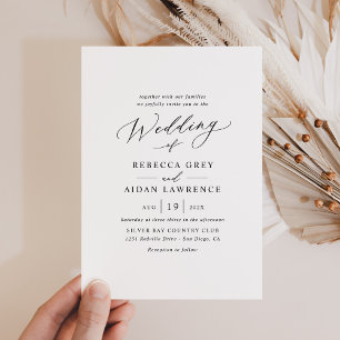 Chic Minimal Modern Script Wedding Invitation