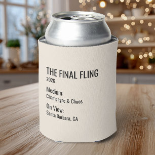 Chic Minimal Museum Label Bachelorette Party Favor Can Cooler