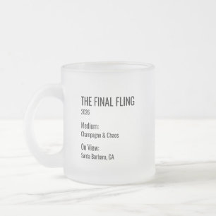 Chic Minimal Museum Label Bachelorette Party Favor Frosted Glass Coffee Mug