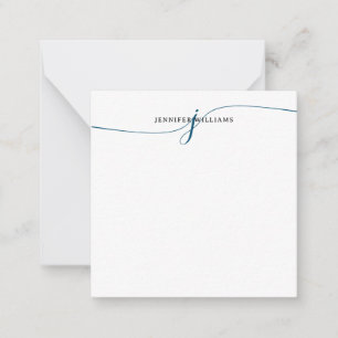 Chic Minimal Navy Blue Script Monogram Card