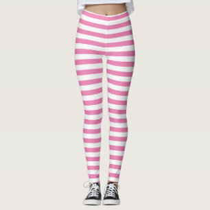 Chic Minimal Pink and White Striped  Leggings