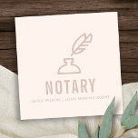 CHIC MINIMAL PINK BLUSH FEATHER NIB INKPOT NOTARY SQUARE BUSINESS CARD<br><div class="desc">For any further customisation or any other matching items,  please feel free to contact me at yellowfebstudio@gmail.com</div>