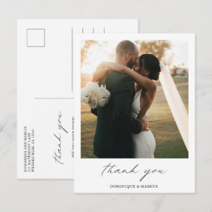 Chic Minimal Simple Photo Wedding Thank You Postcard