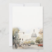 Chic Minimal Washington DC, USA Watercolor Wedding Thank You Card (Back)