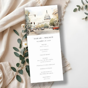 Chic Minimal Washington DC Watercolor Program Invitation