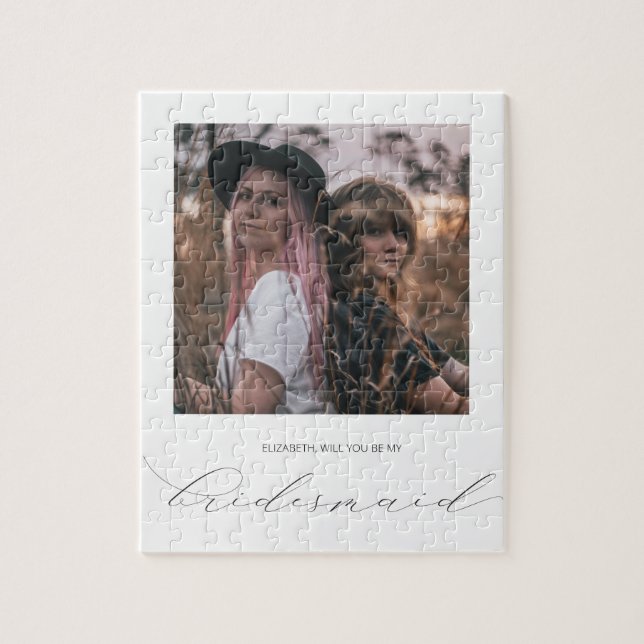 Chic Minimal Will You Be My Bridesmaid Photo Jigsaw Puzzle (Vertical)