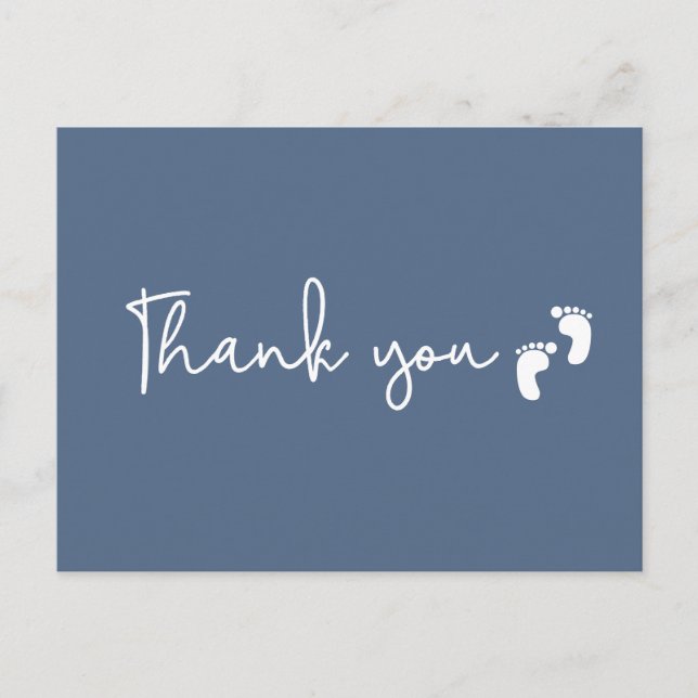 Chic Minimalist Baby shower thank you Dusty blue Postcard (Front)
