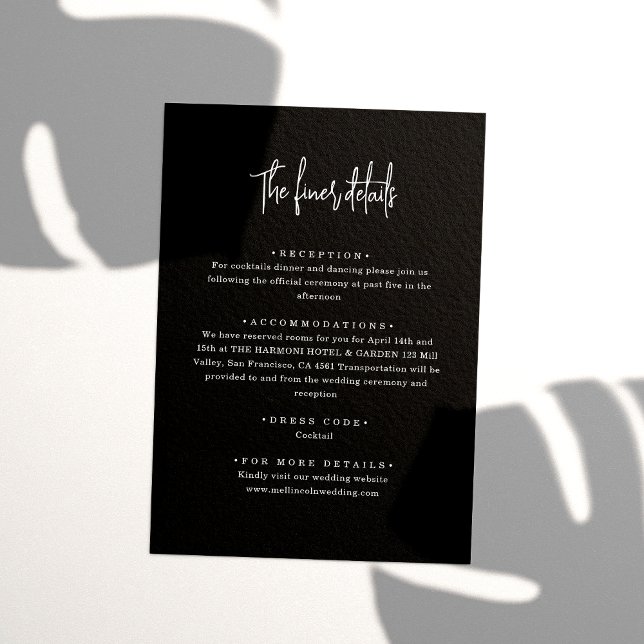 Chic Minimalist Black Handwritten Script Wedding Enclosure Card (Creator Uploaded)