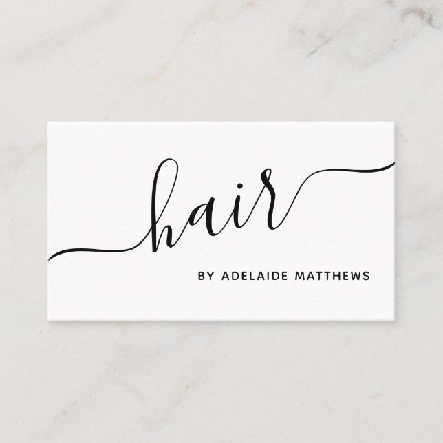 Chic Minimalist Black White Hair Salon Hairstylist Business Card (Front)