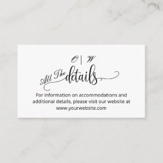 Chic Minimalist Black White Wedding Information Enclosure Card