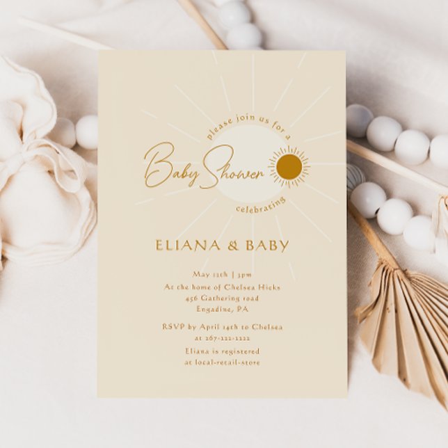 Chic Minimalist Boho Sunshine Baby Shower Invitation (Creator Uploaded)