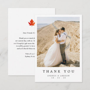 Chic Minimalist Boho Wedding Photo Thank You Card