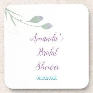 Chic Minimalist Bridal Shower Floral Coaster