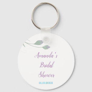Chic Minimalist Bridal Shower Floral Key Ring
