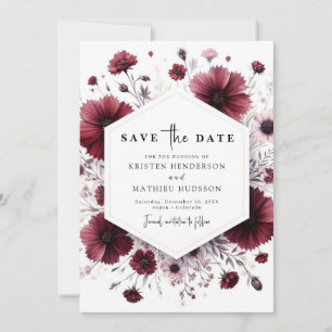 Chic Minimalist Burgundy Wedding Save The Date