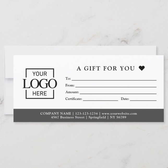 Chic Minimalist Business Gift Certificate Template (Front)