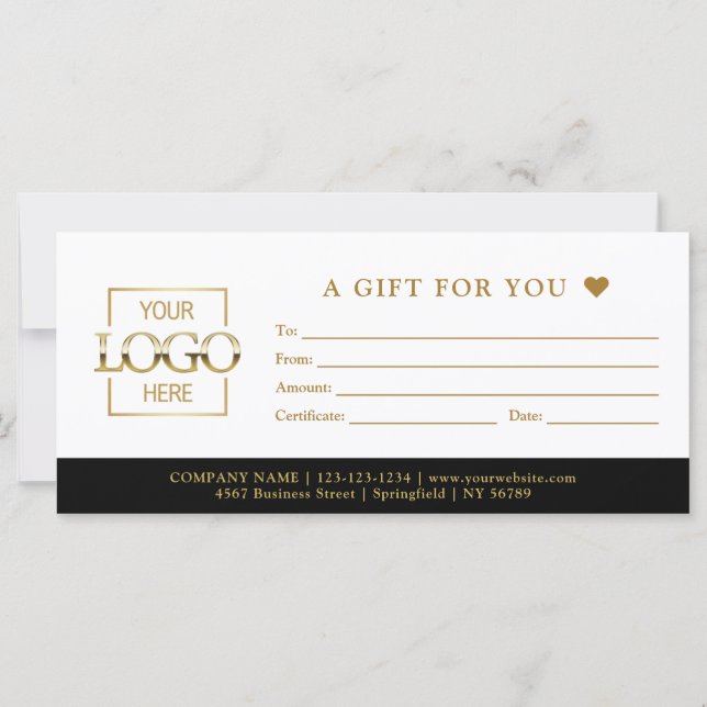 Chic Minimalist Business Gift Certificate Template (Front)