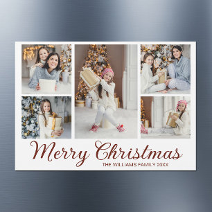 Chic Minimalist Christmas Photo Collage Magnet
