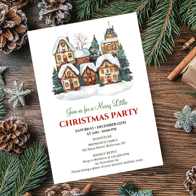 Chic minimalist Christmas scene festive dinner  Invitation (Chic minimalist Christmas scene festive dinner invite)