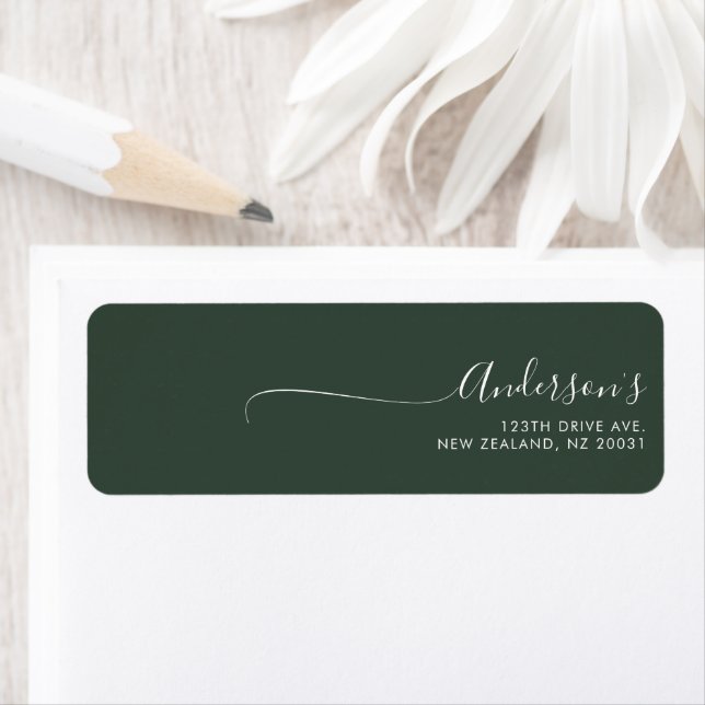 Chic Minimalist Dark Green Trendy Script Wedding  (Insitu)