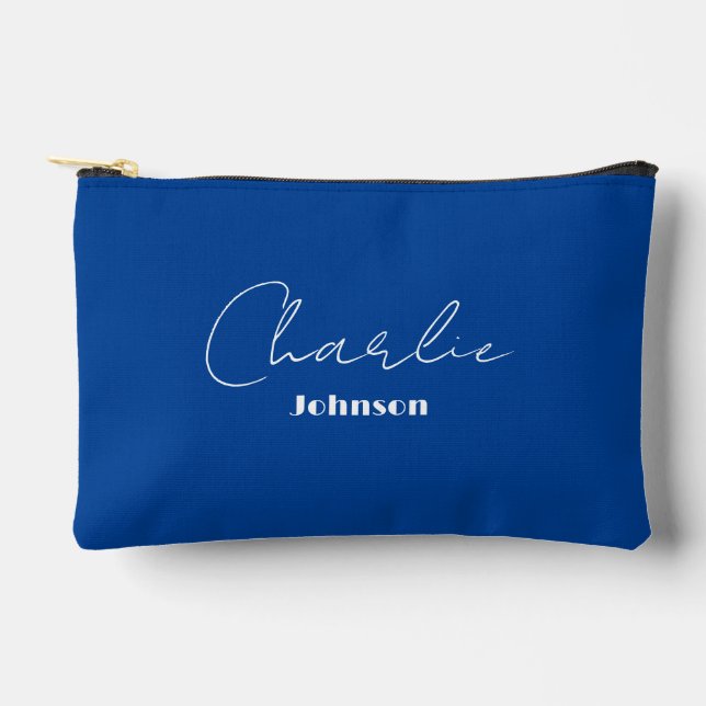 Chic, Minimalist Deep Blue Accessory Pouch (Front)