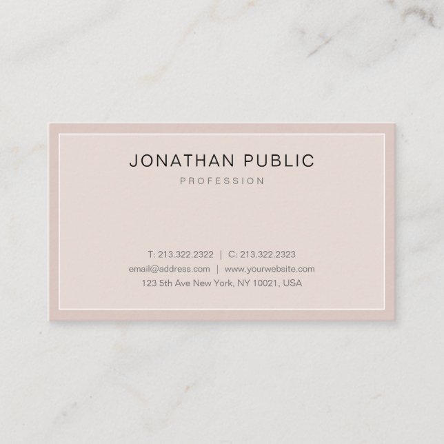 Chic Minimalist Design Modern Elite Plain Trendy Business Card (Front)