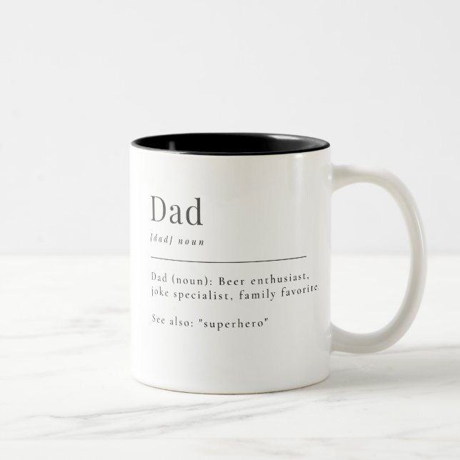 Chic Minimalist Dictionary Definition Dad Two-Tone Coffee Mug (Right)