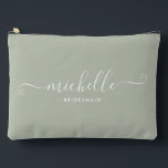 Chic Minimalist Dusty Sage Personalised Bridesmaid Accessory Pouch<br><div class="desc">Introducing our Chic Minimalist Dusty Sage Personalised Bridesmaid Accessory Pouch, a stylish and versatile gift designed to celebrate your bridesmaids in elegance. This accessory pouch is the epitome of modern chic, perfect for any occasion from bridesmaid proposals to bridal showers. Crafted with a minimalist design, this pouch features a Dusty...</div>