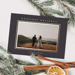Chic Minimalist Elegance Dark Grey Christmas Photo Foil Holiday Card