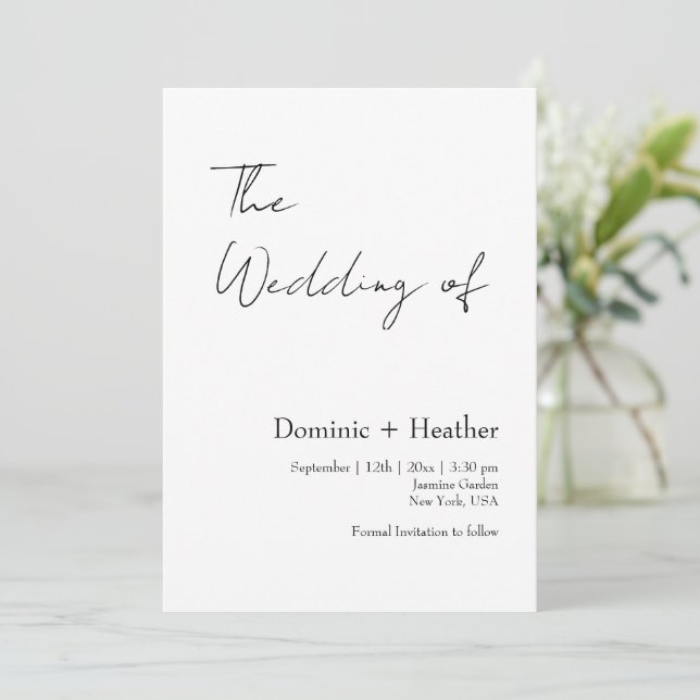 CHIC Minimalist Elegance Wedding Invitation (Standing Front)
