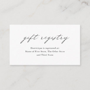 Chic Minimalist Elegant Simple Gift Registry Enclosure Card