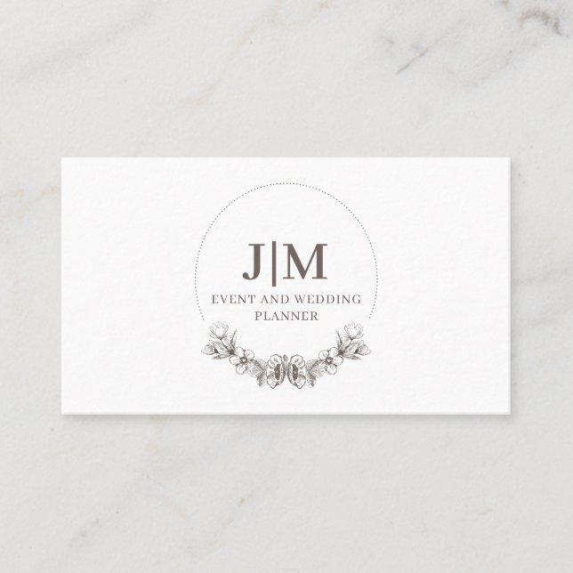 Chic Minimalist Event Wedding Planner Business Card (Front)