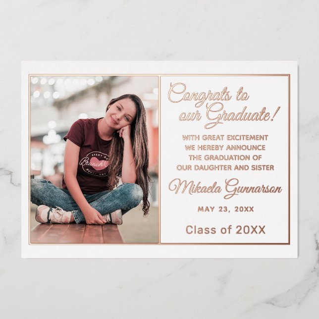 Chic Minimalist Gold Foil Graduation Announcement (Front)