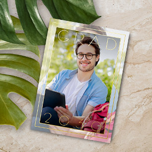 Chic Minimalist Gold Foil Graduation Announcement