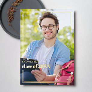 Chic Minimalist Gold Foil Graduation Announcement