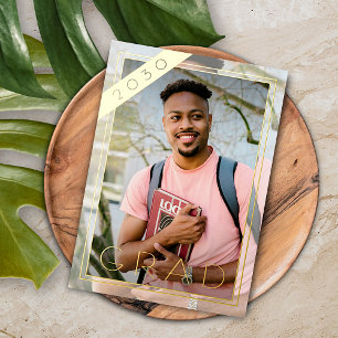 Chic Minimalist Gold Foil Graduation Announcement