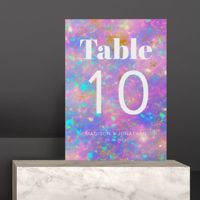 Chic Minimalist Gold Opal Wedding Table Number (Creator Uploaded)